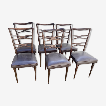 6 chaises meclchiorre bega pour ponti circa 60s