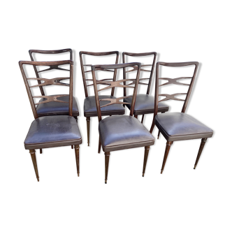 6 chaises meclchiorre bega pour ponti circa 60s