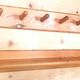 Set of 1 coat hook and 1 wall shelf in Pine from the 1970s.
