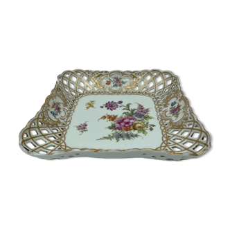 Plate basket porcelaine de paris openwork XlXem decor floral ss marking