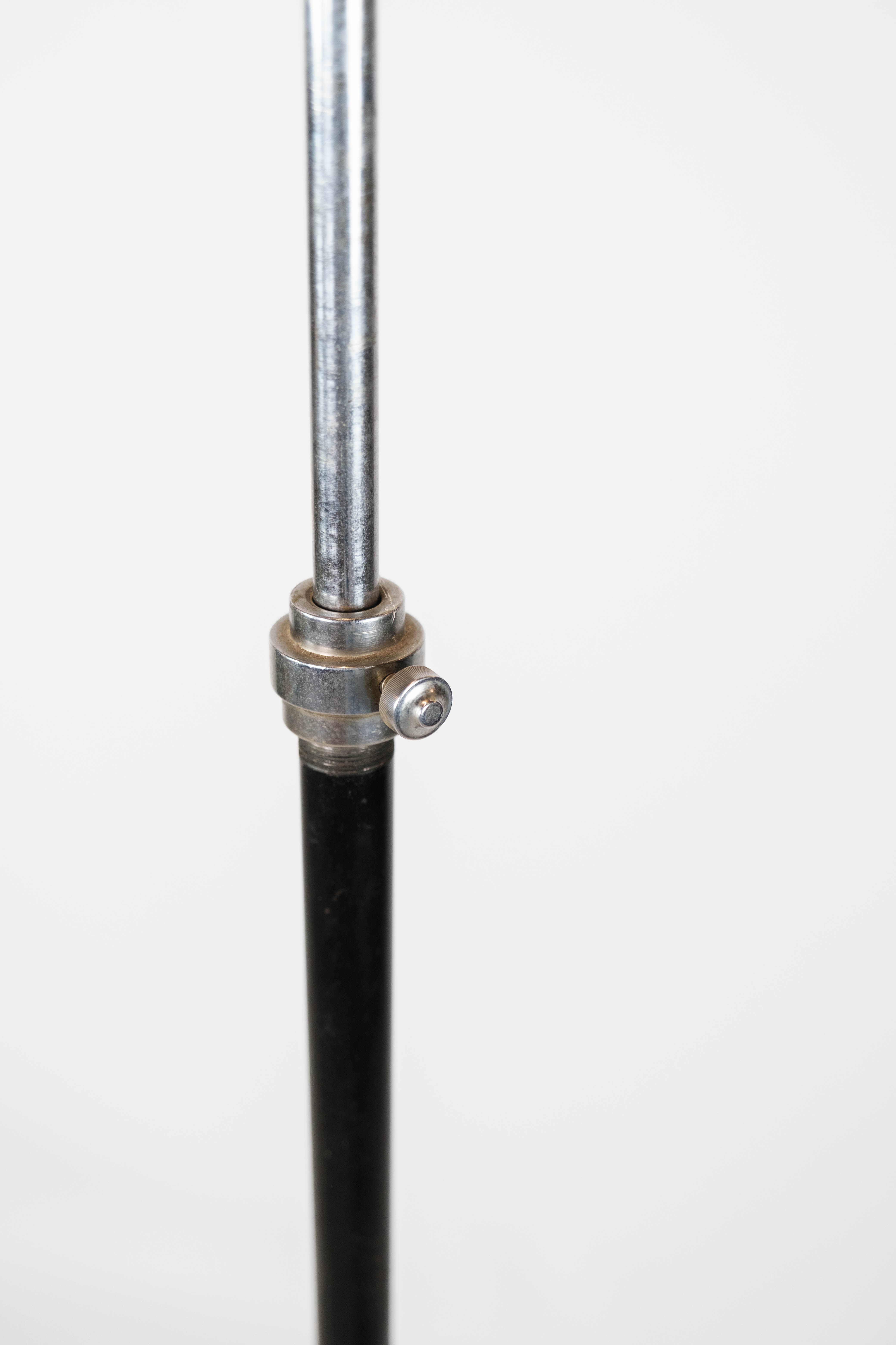 Floor lamp of chrome and black painted metal of Danish design, 1970s