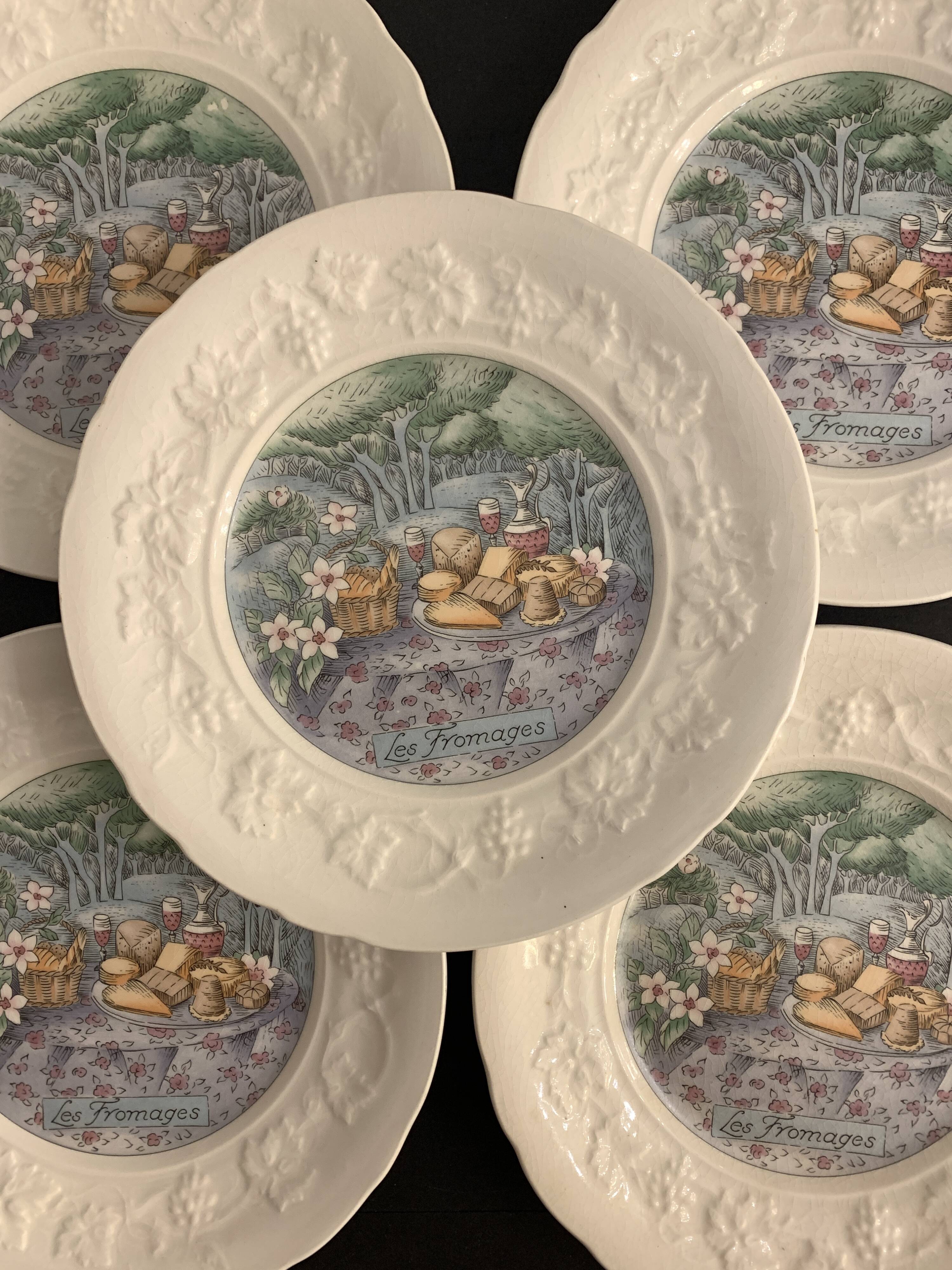 6 Gien cheese plates, Les Saveurs by Marie-Pierre Boitard