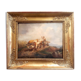 Oil on panel, charette 19th century