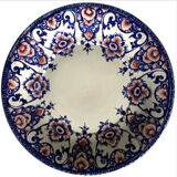 Assiette en faïence bleue et rouge de Gien du 19ème siècle