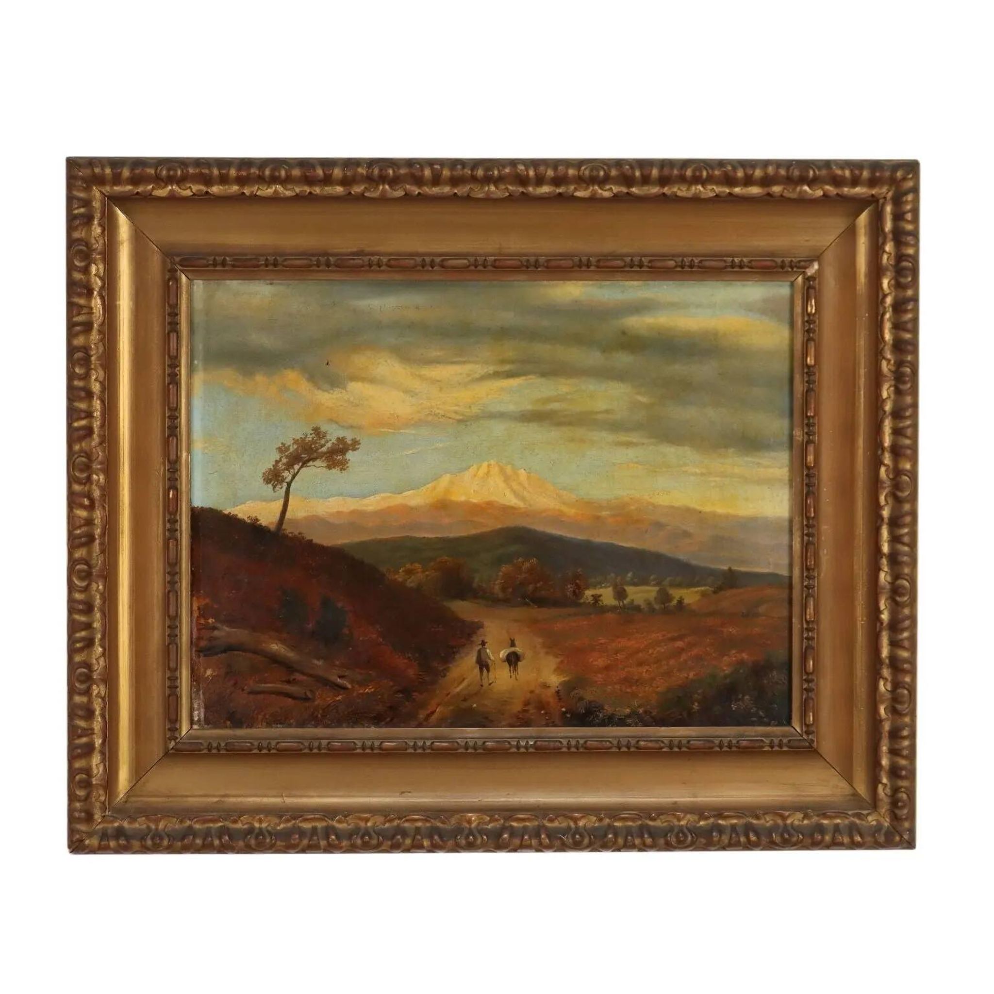 Campaign overview with figures, old oil painting on canvas "1800"