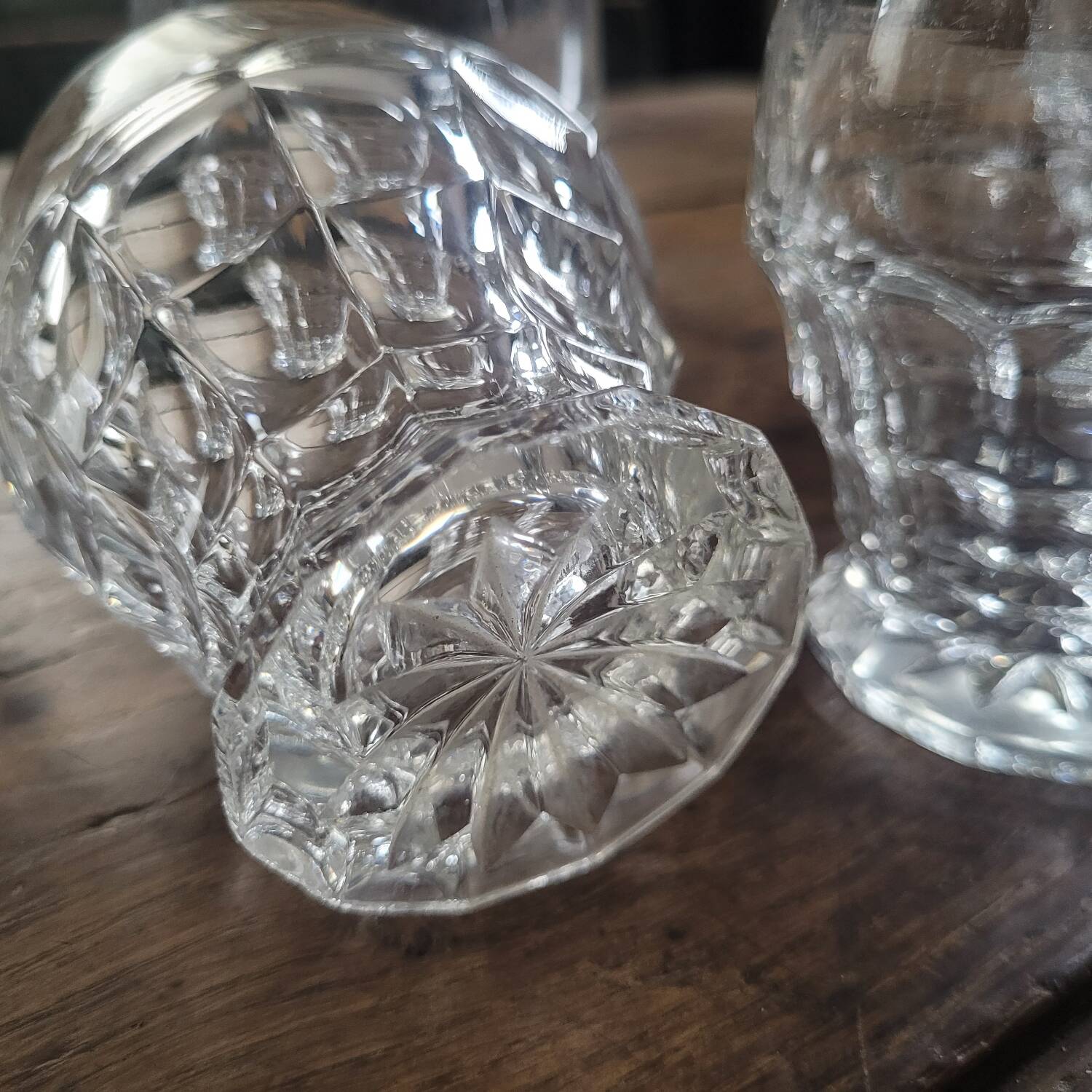 molded glass glasses with geometric decoration – France, 1950s