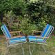 Pair of vintage nylon canvas folding garden armchairs