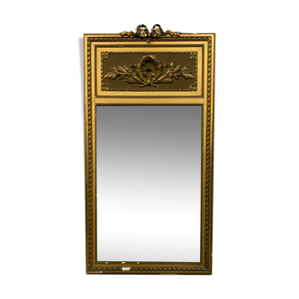 Louis XVI gilded wood trumeau mirror circa 1900-1920