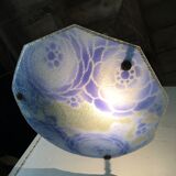 Art deco pendant lamp in blue granite glass