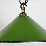 Industrial British Green Enamel Factory Pendant Lamp, 1950s