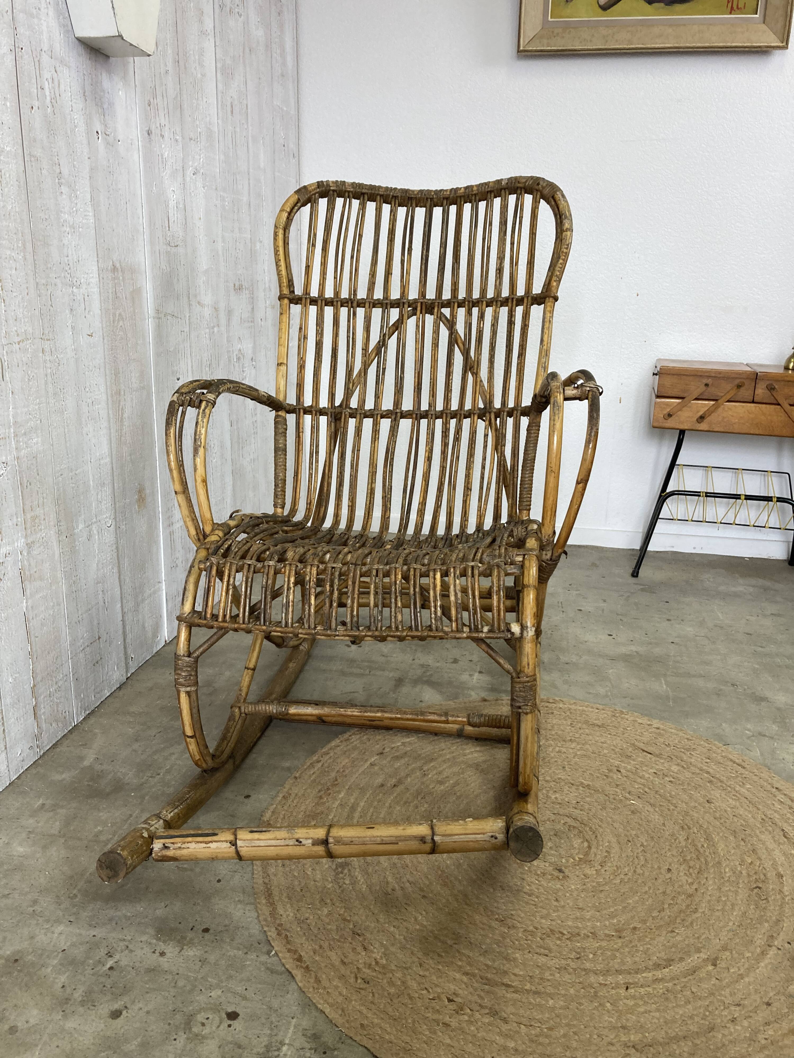 Vintage rattan rocking chair