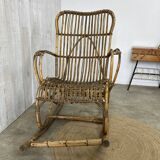 Rocking- chair en rotin vintage