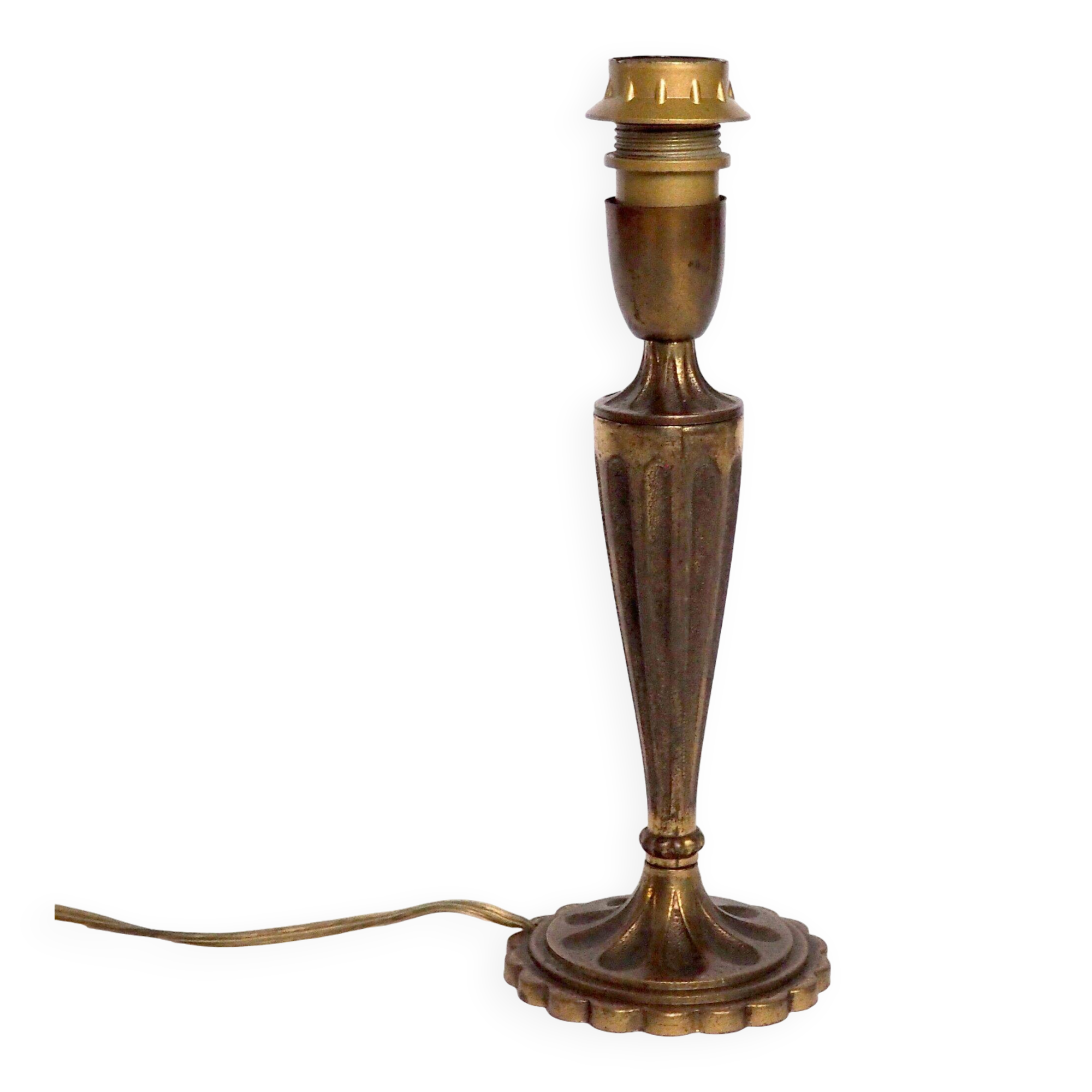 Pied de lampe bronze cannelé