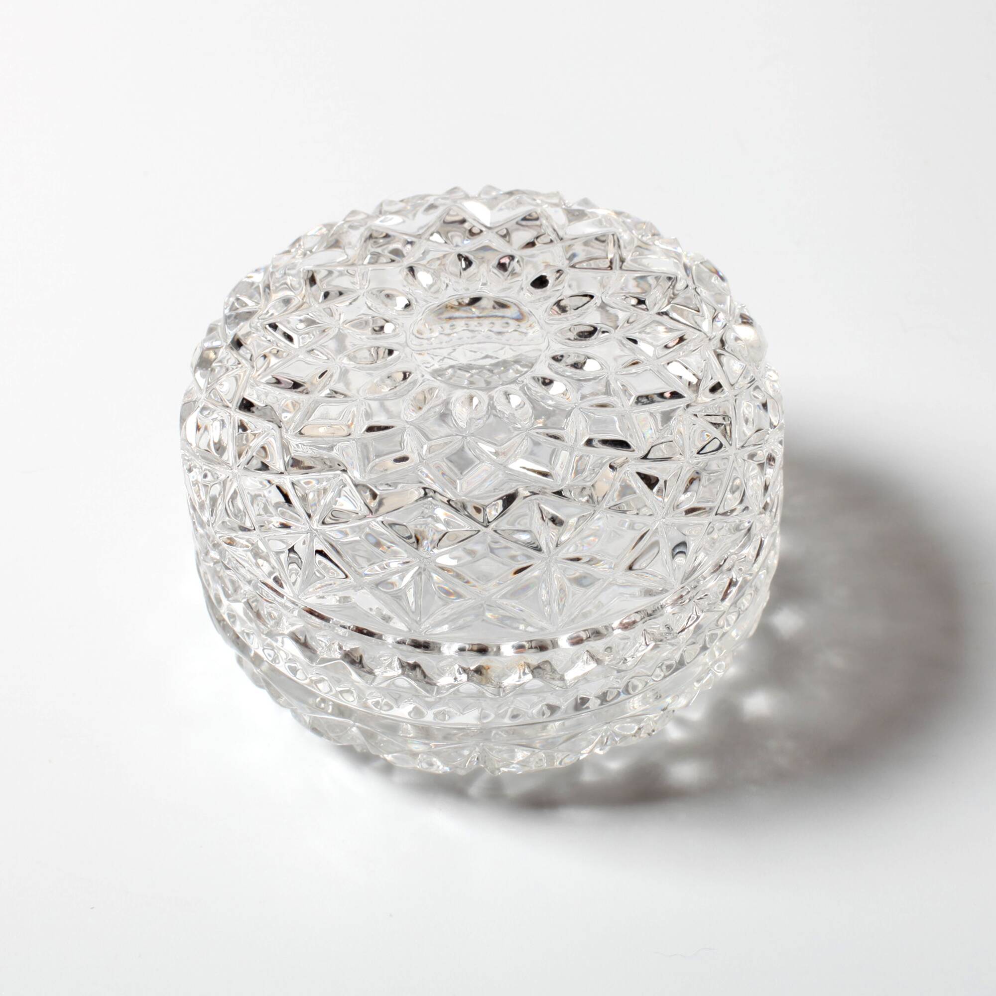 Mid-Century Crystal Bonbon Jar: Vintage Glass Jewelry Box, Italy 1970s