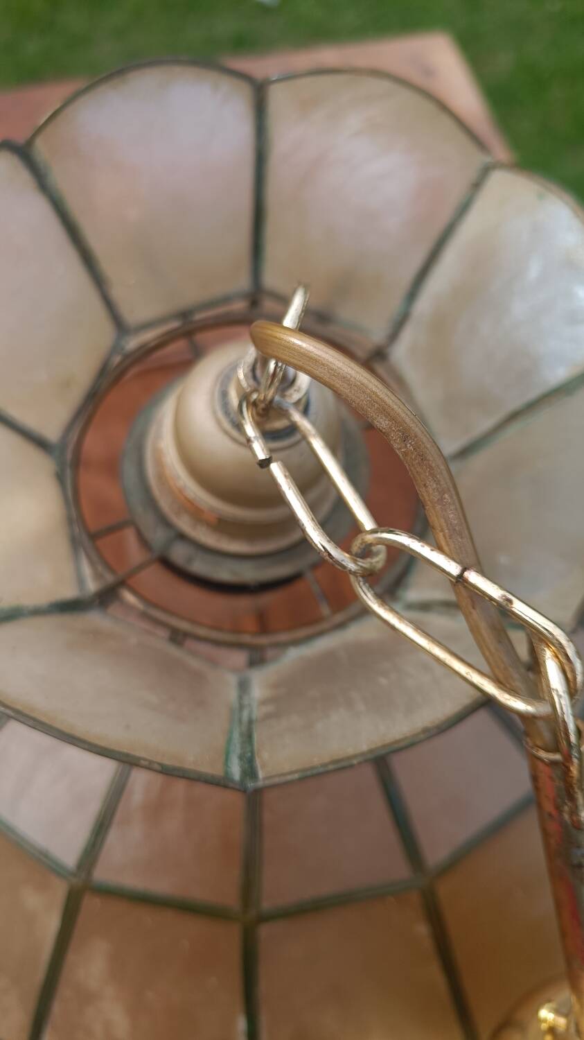 Mother-of-pearl and brass pendant light
