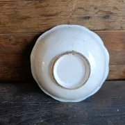 Antique French salad bowl from Martres-Tolosane, hand-painted landscape, bl
