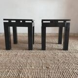 Pair of side tables, lacquered wood bedside tables from the 80s