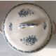 Antique Earthenware Soup Tureen with Blue Floral Decoration