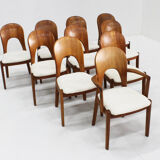 Vintage Danish dining chairs by Niels Koefoed solid teak, set of 10