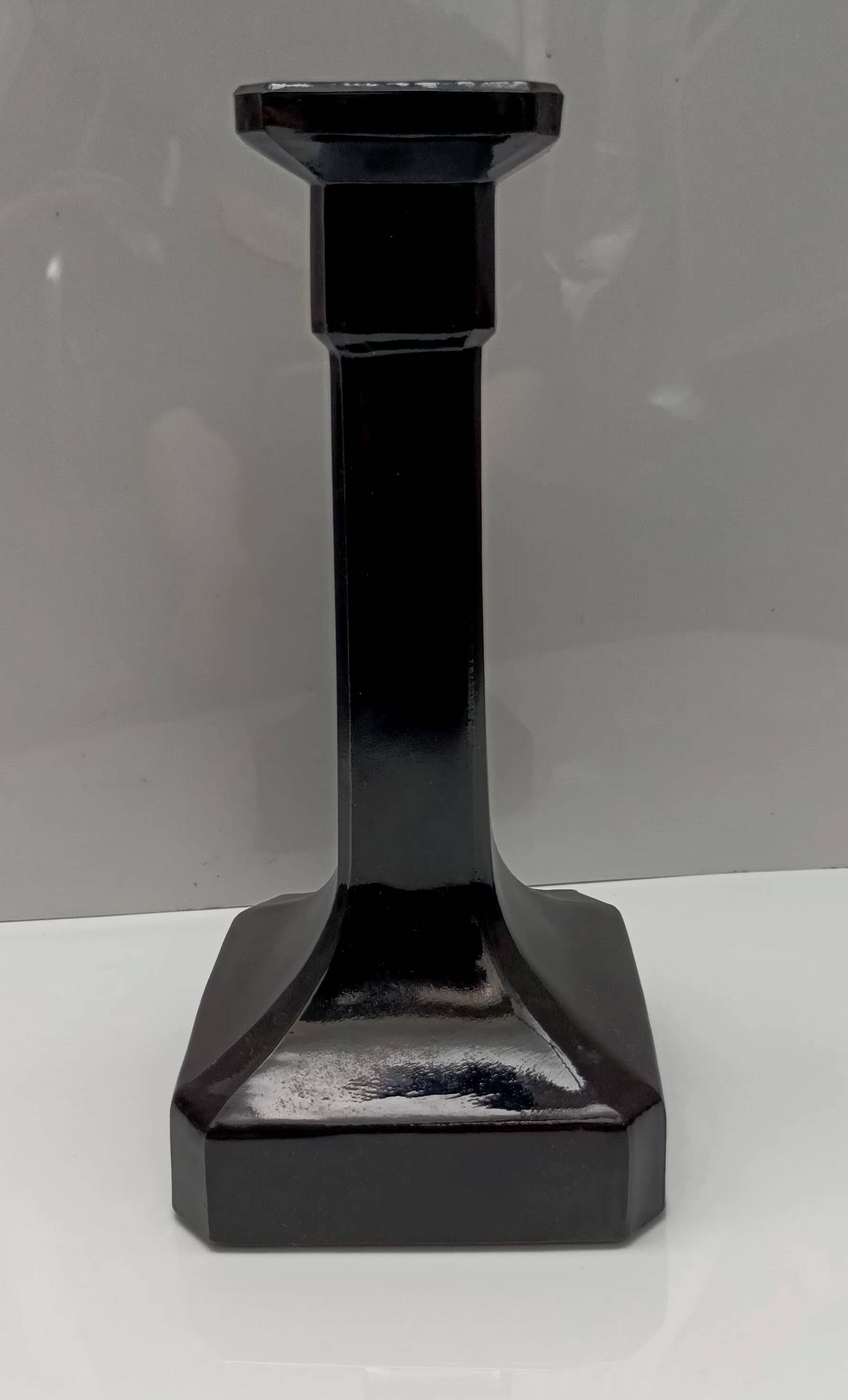 Black glass candlestick