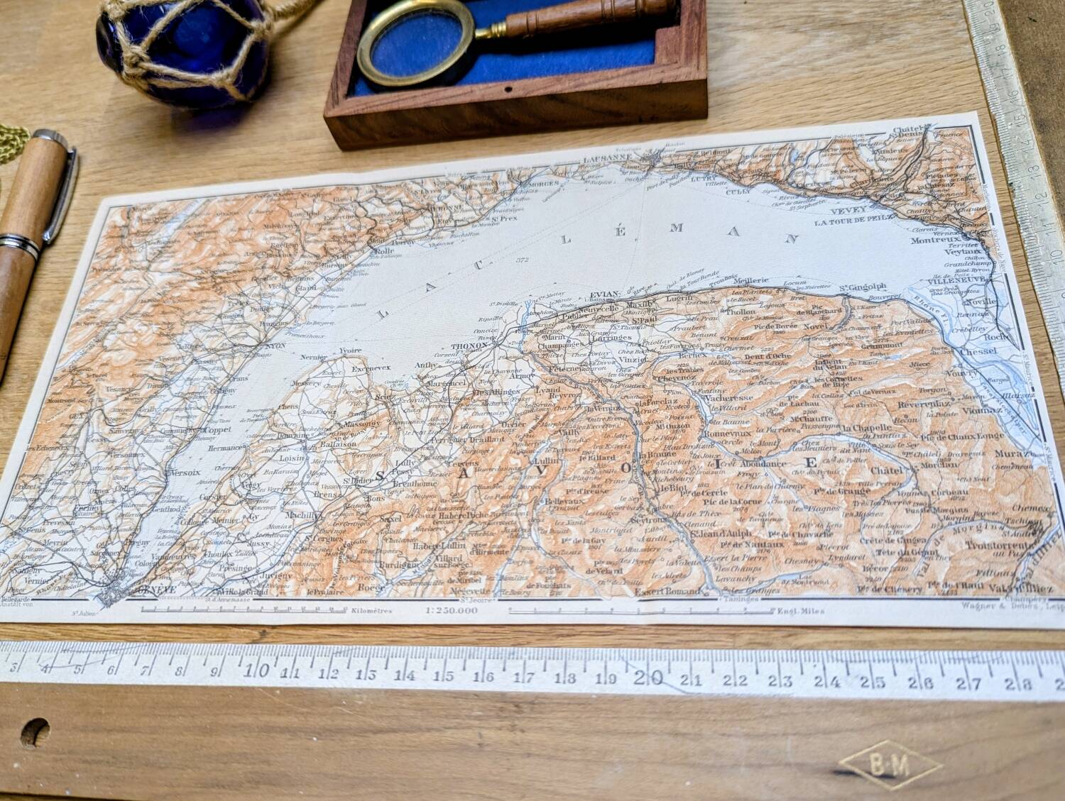 Lake Geneva, old map, printed in 1906.