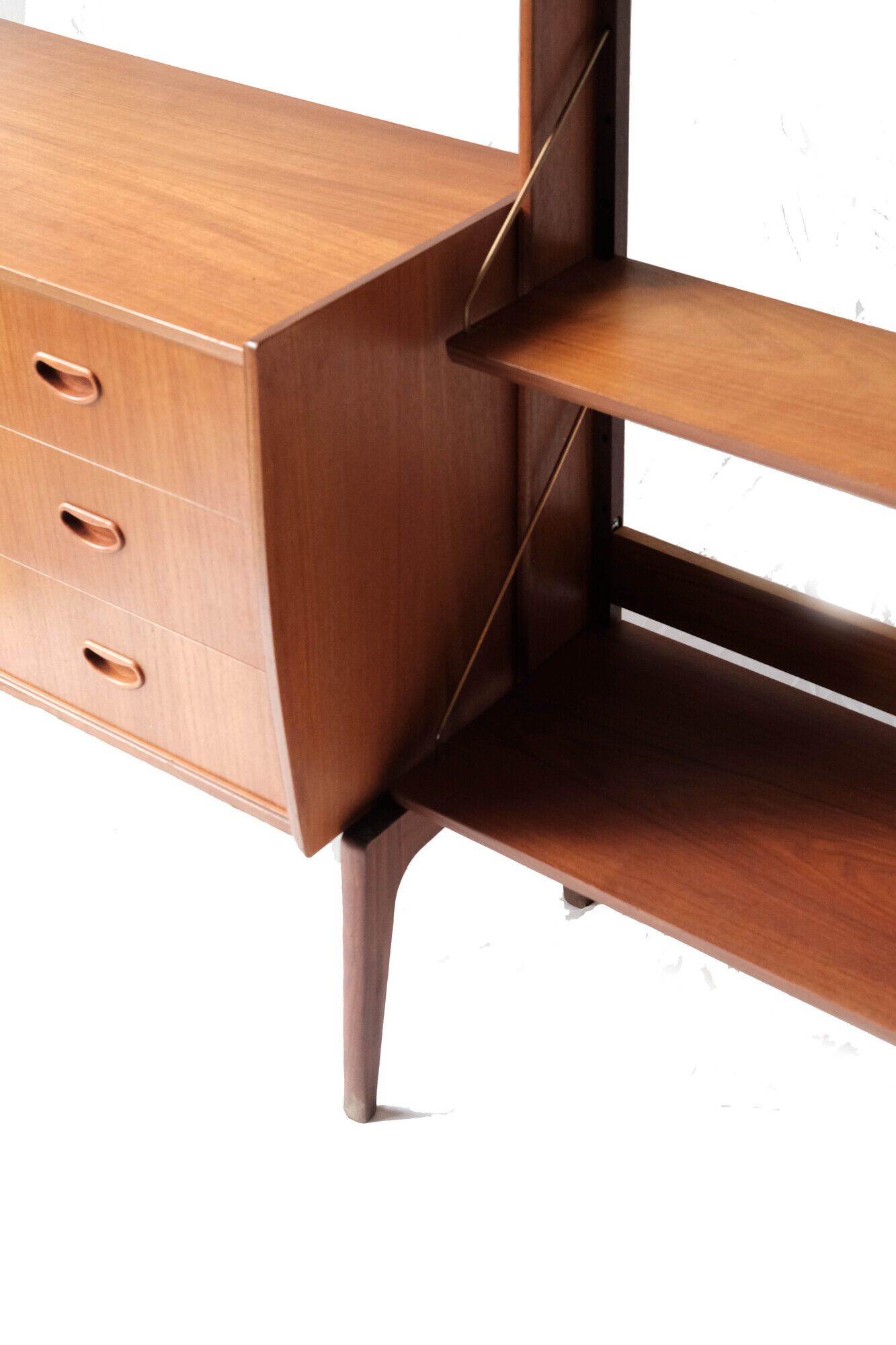 Free standing teak wall unit by Torbjorn Afdal for Bruksbo Tyristrand, 2 Modules, Norway 1960's