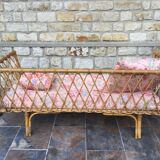 1950s rattan chaise longue sofa