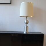 See delmas lamp 70's with fabric and metal lampshade
