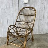 Large vintage rattan armchair