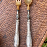 Salad cutlery in silver filled and horn early twentieth century