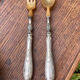 Salad cutlery in silver filled and horn early twentieth century