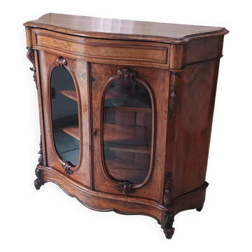 Meuble d'appui en placage de ronce de noyer style Napoléon III ou fin XIX
