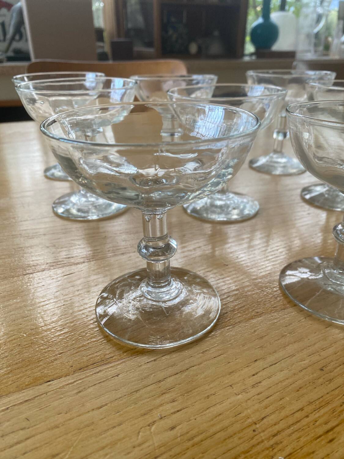 9 antique champagne glasses