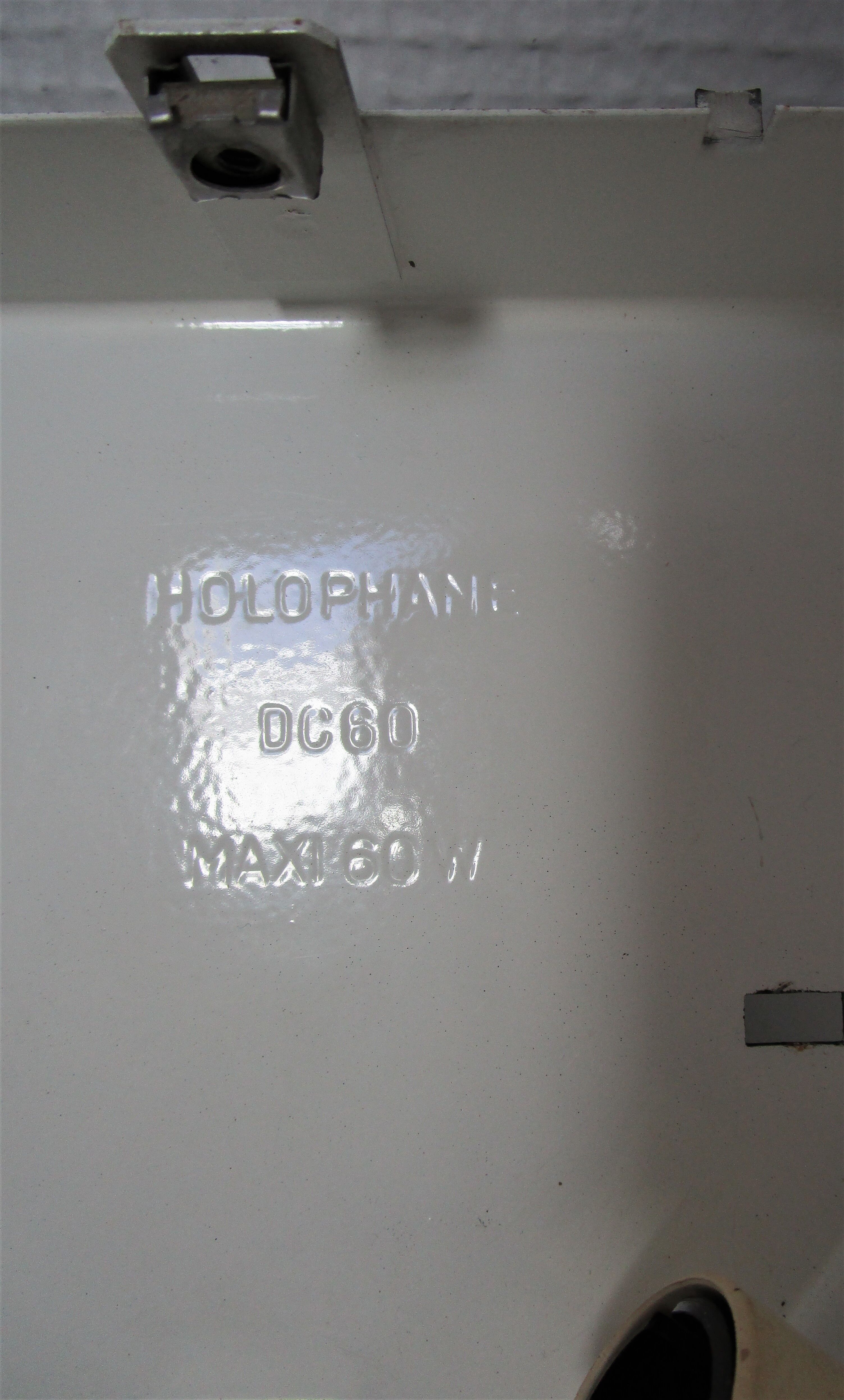 Holophane brand square wall light in moulded thick glass