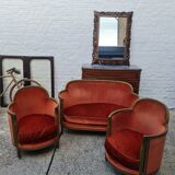 Old art deco lounge velvet gene three pieces