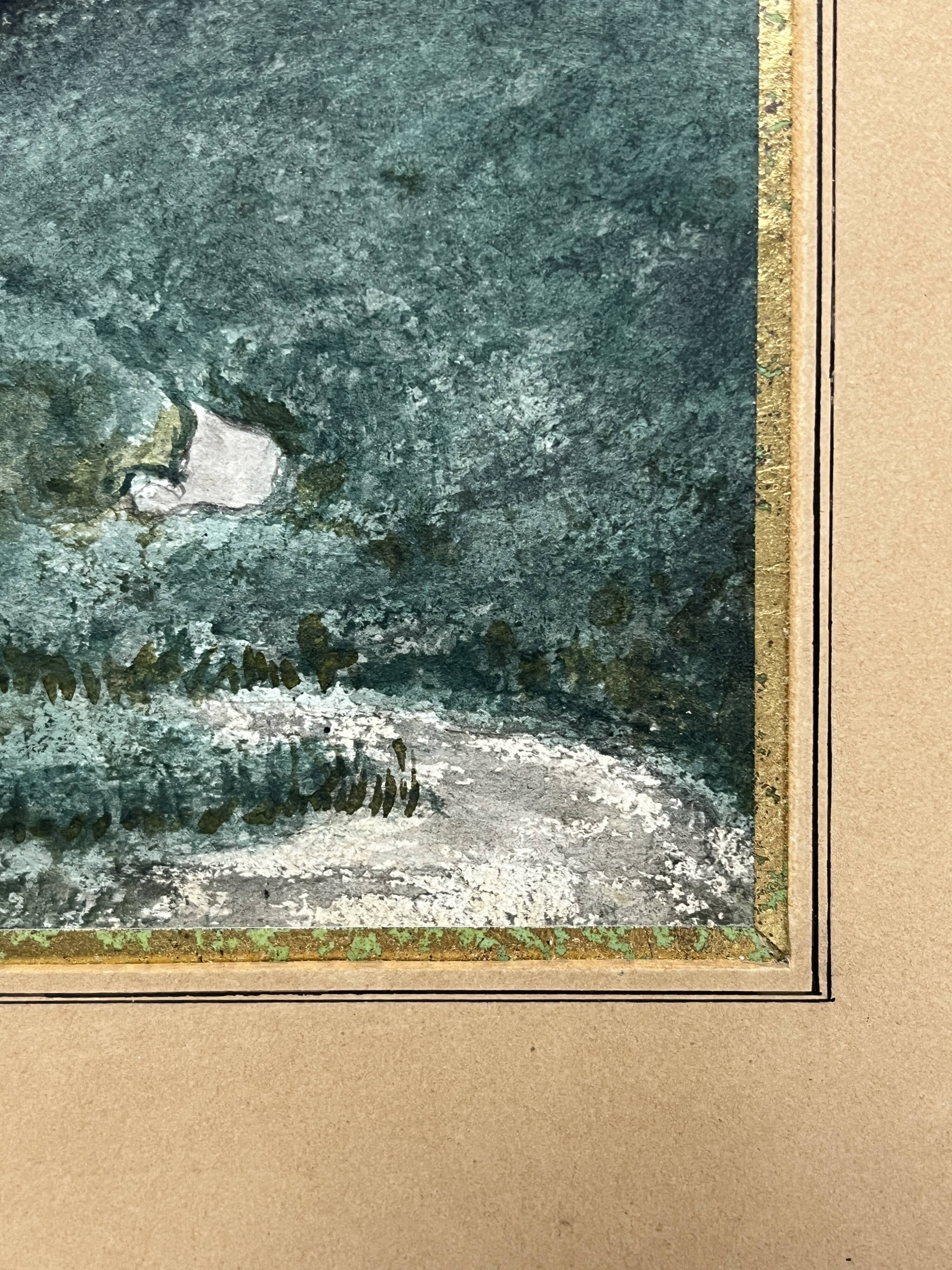 Pinet (h), watercolor landscape with bridge signed dated end of 19th century