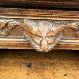 Desk with tiered secret drawer in solid oak Louis XIII