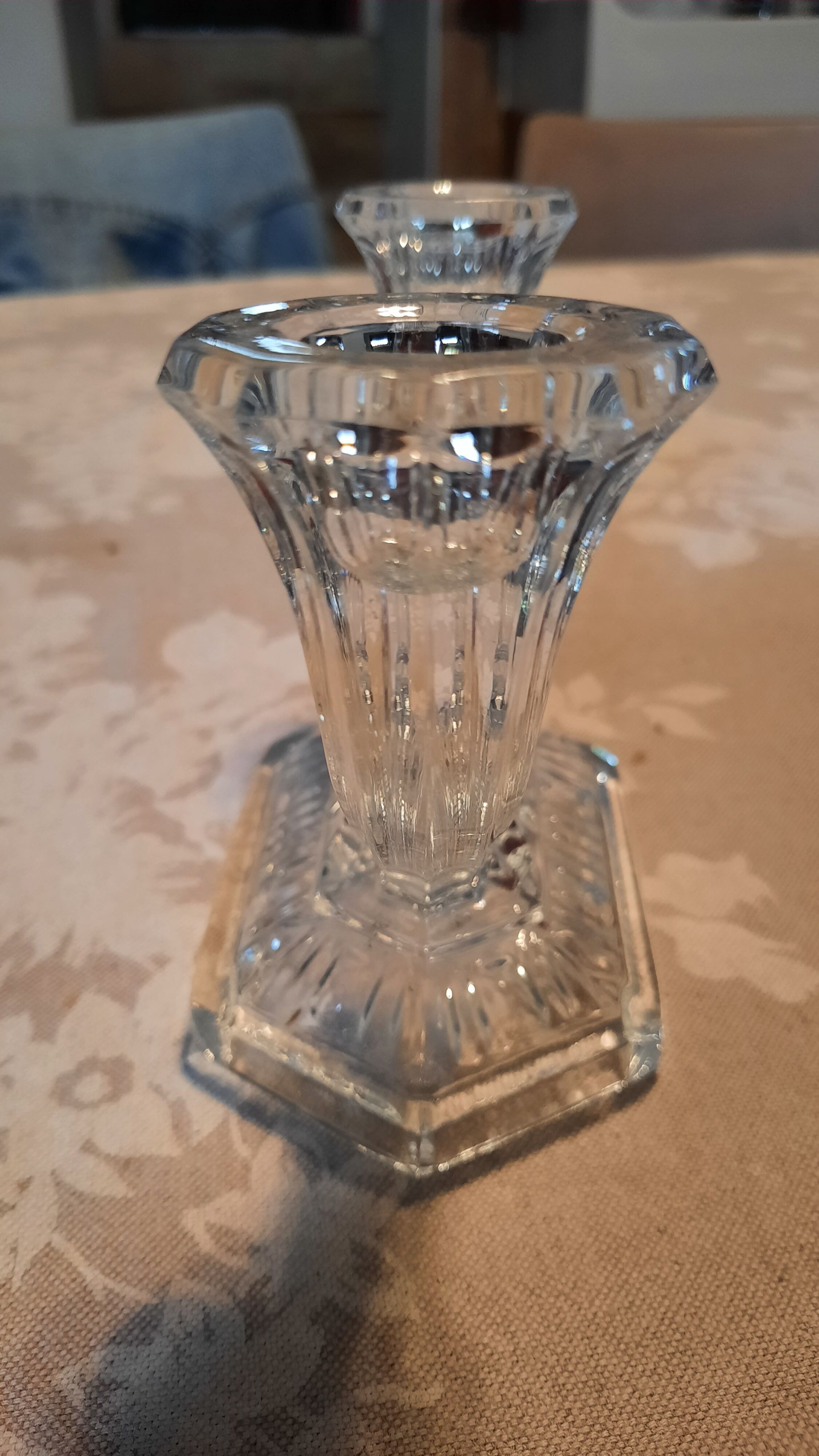 Pair of glass candle holders