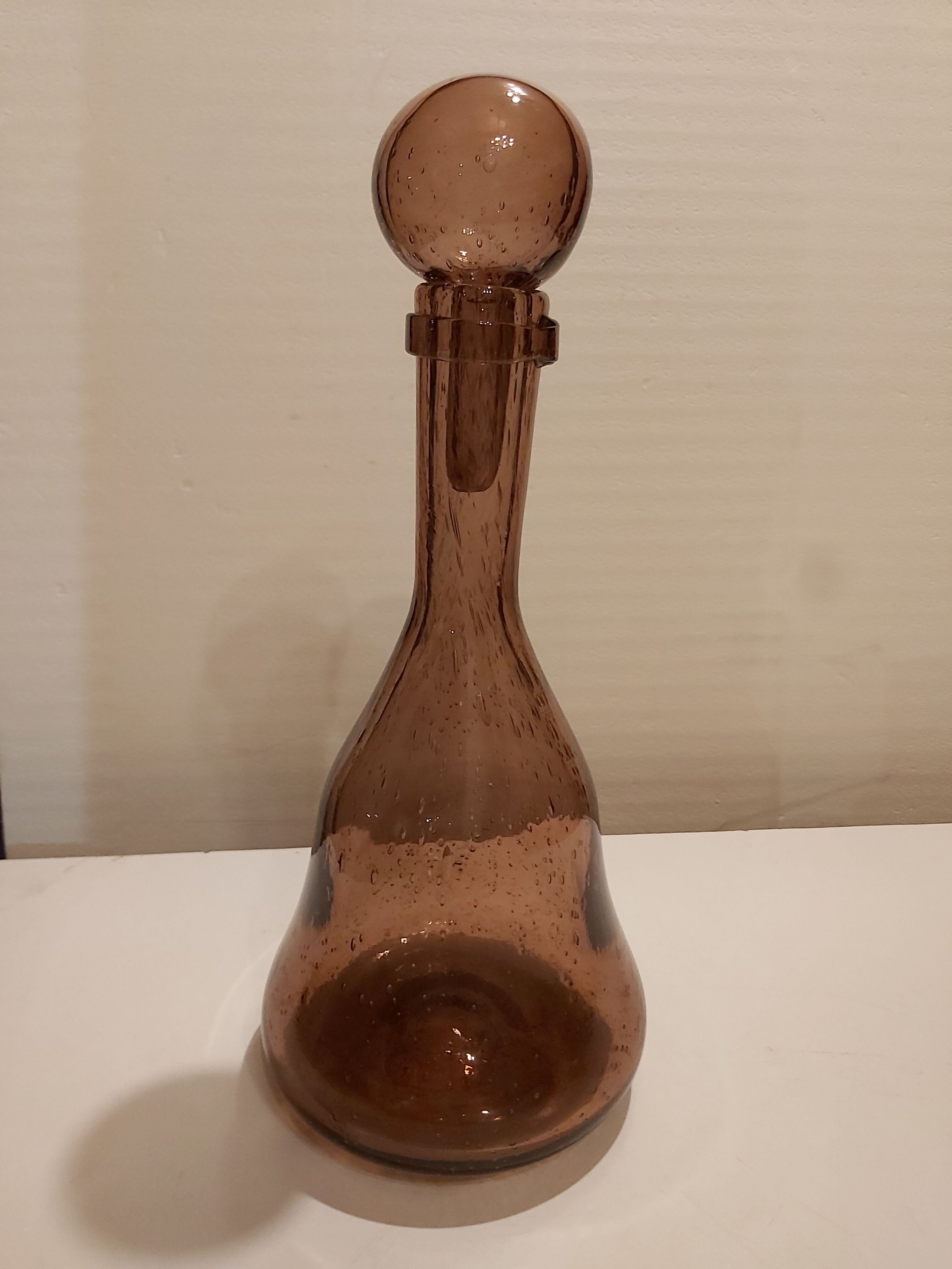 Unsigned Biot bubbled blown carafe color purple pink color