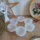 6 ramequins huile lessieur, blanc doré vintage
