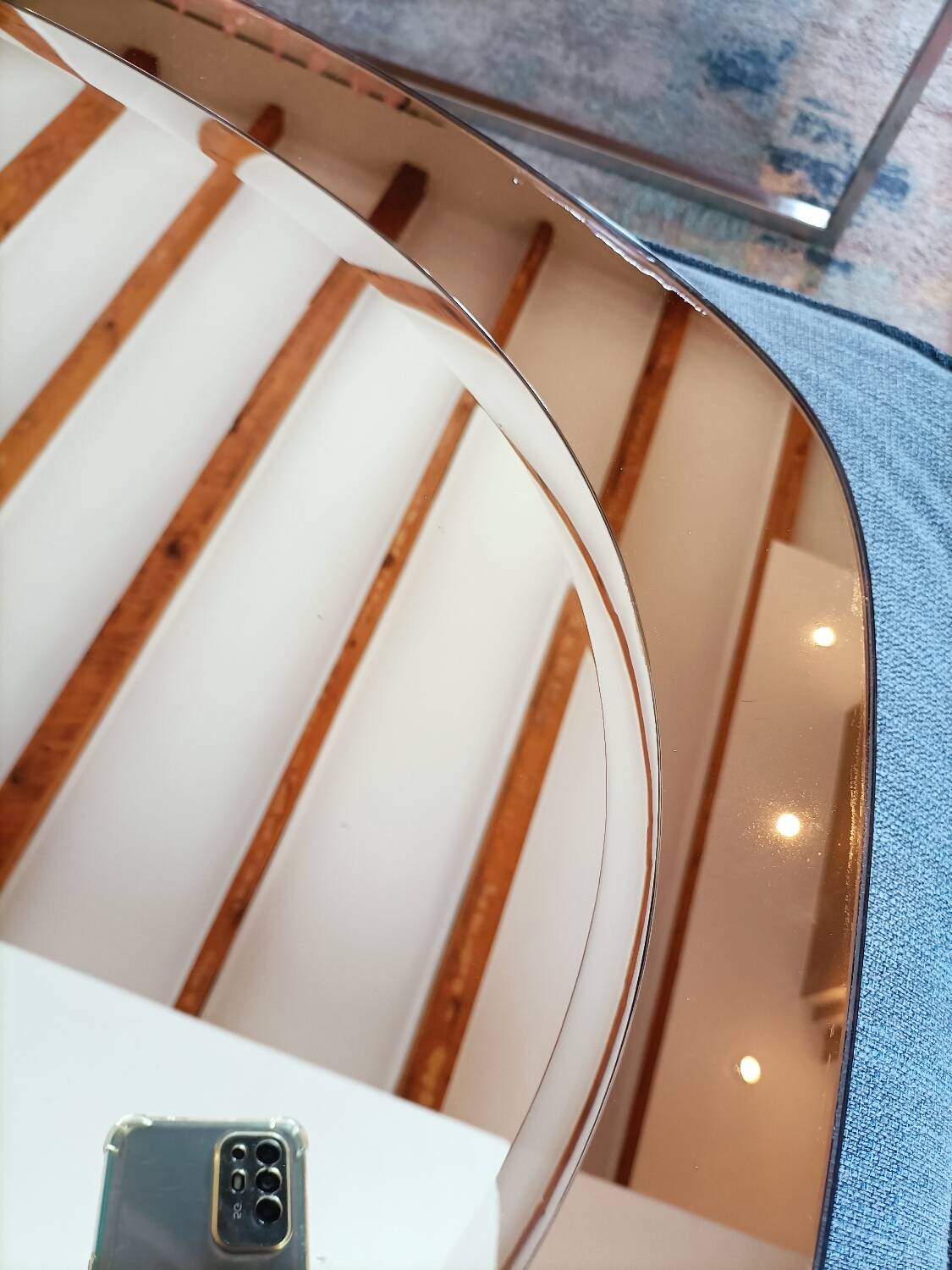 Vintage oval smoked glass mirror