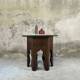 Vintage hexagonal side table in solid oak