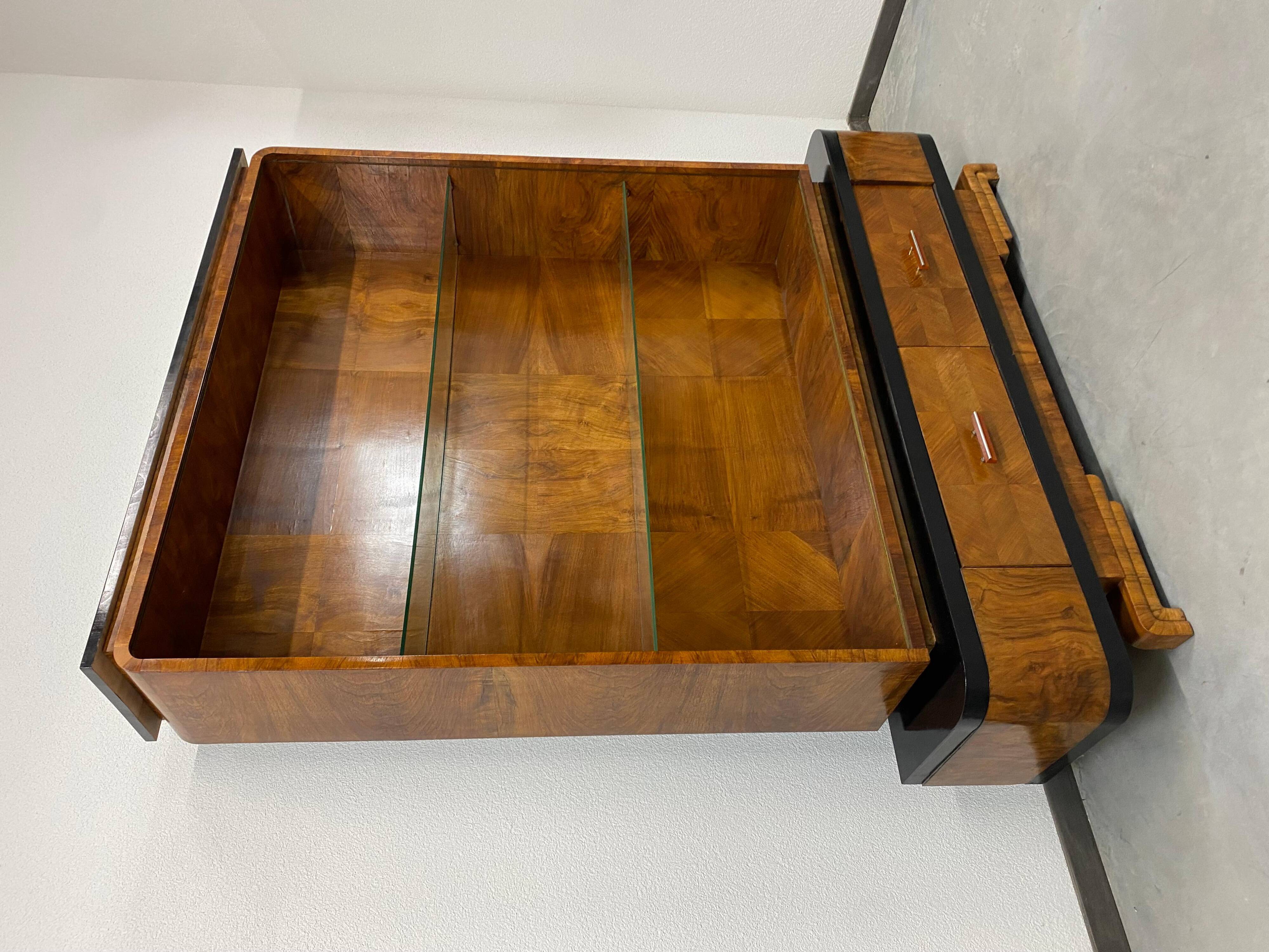 Art Deco display cabinet in walnut