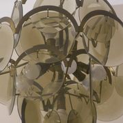 Vistosi chandelier with 28 faceted amber glass discs, Italy 1960s