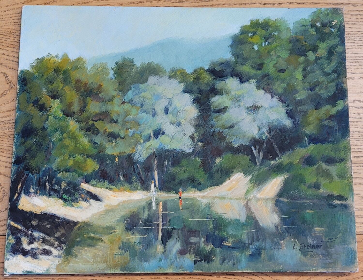 Oil on panel from 1946 signed L. Steiner