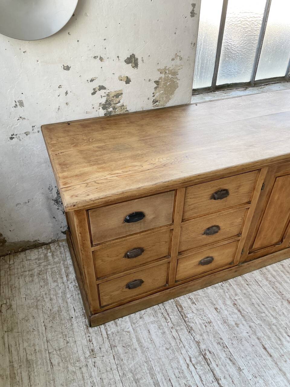 XXL solid oak counter sideboard