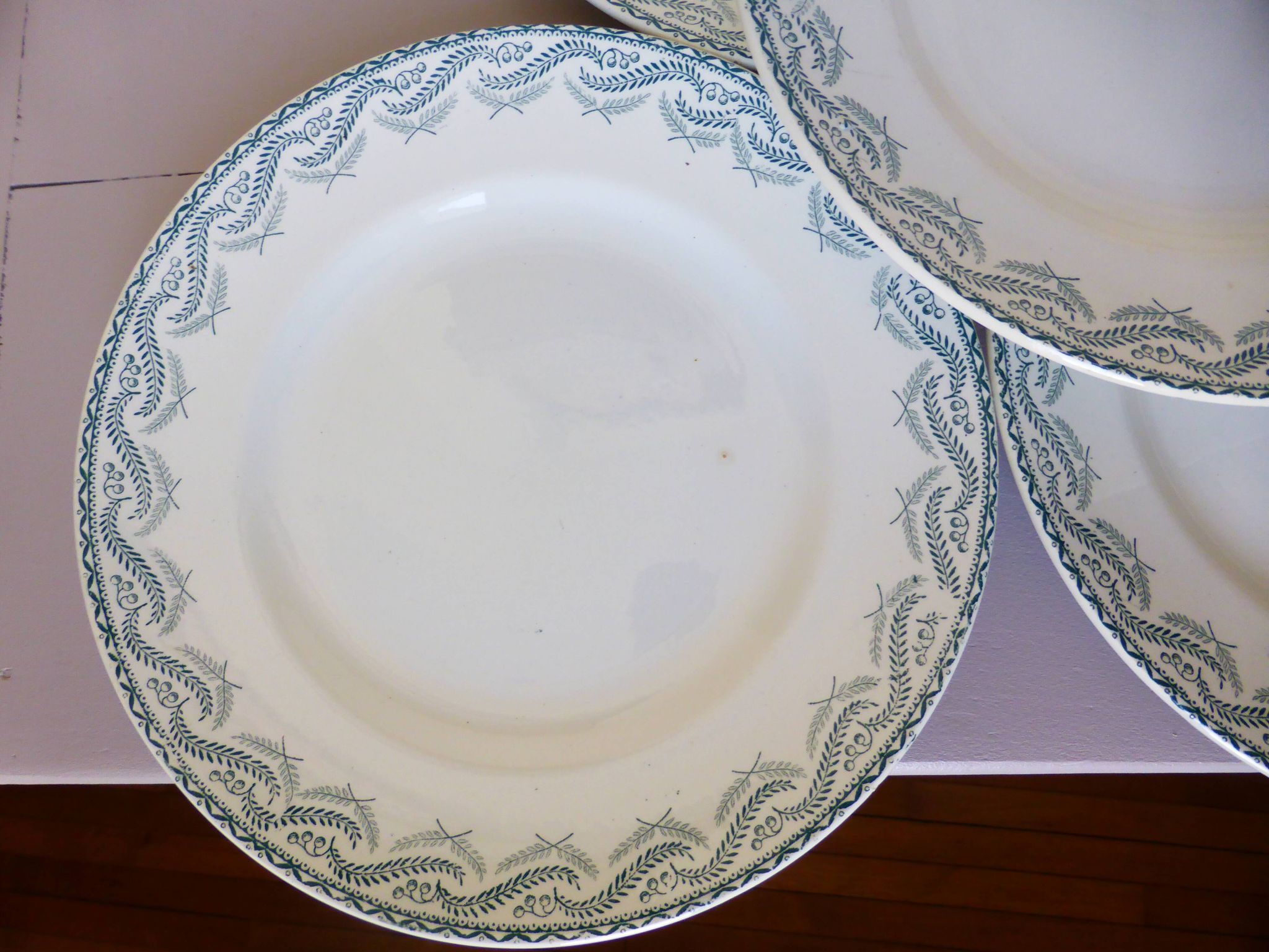 5 assiettes plates en terre de fer de St Amand modèle Réjane 210726