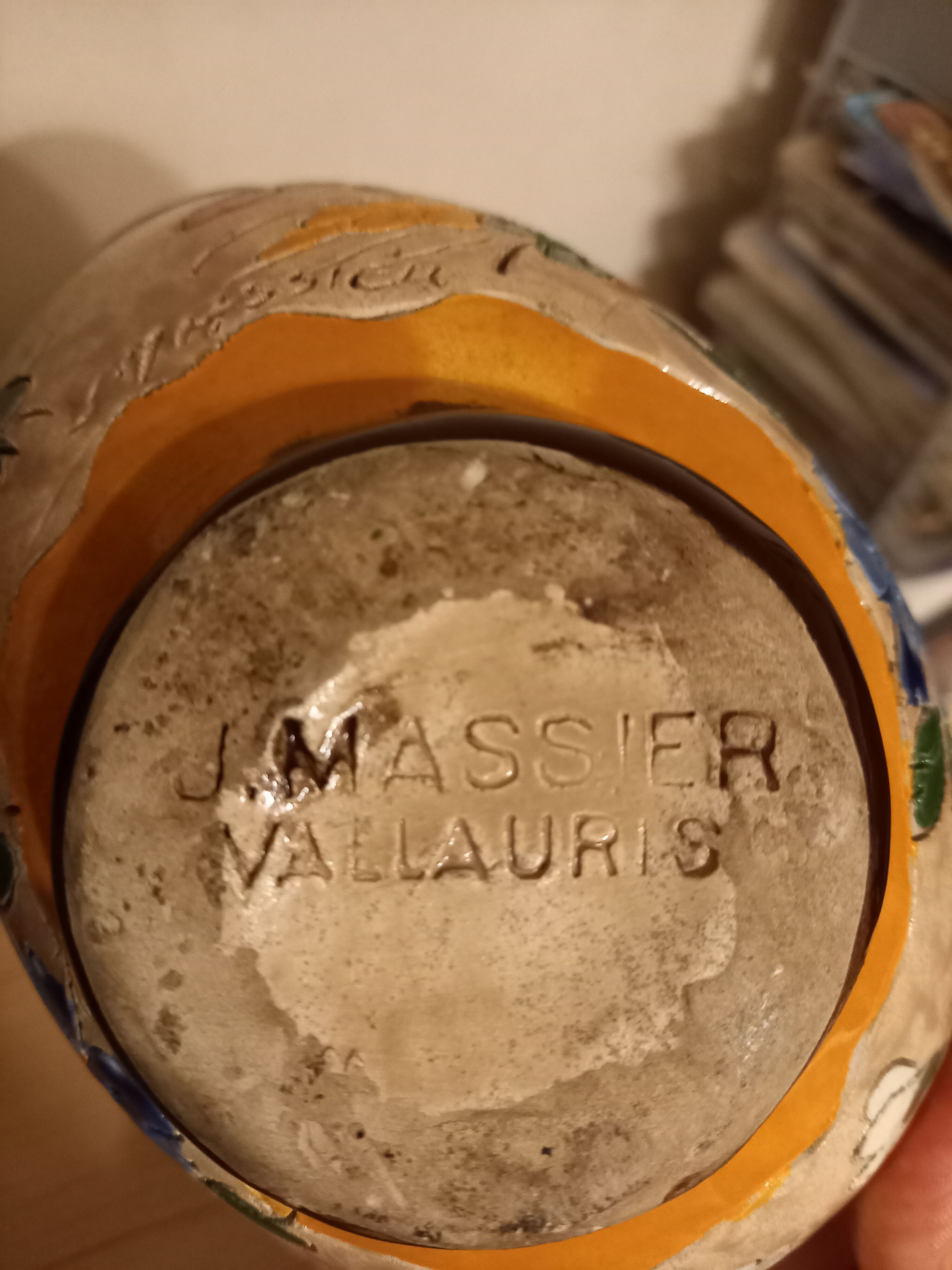 Vase basket Massier glazed ceramic Vallauris