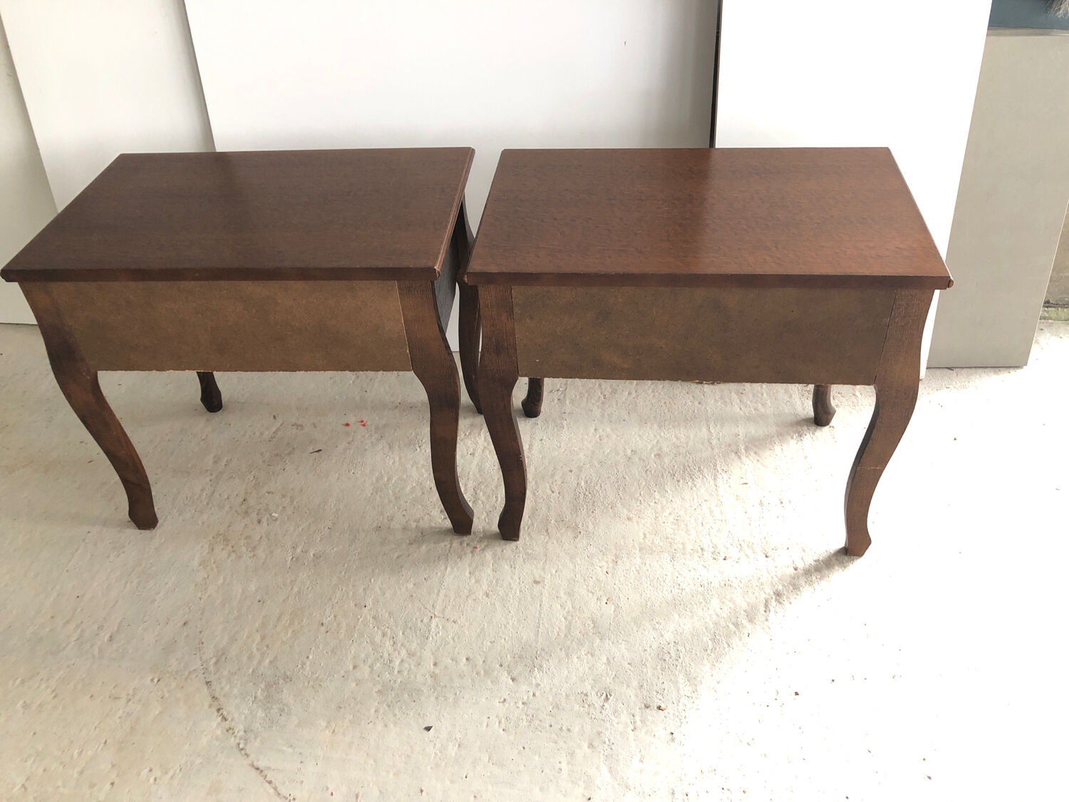 2 Louis XVI style Vintage bedside tables in varnished wood