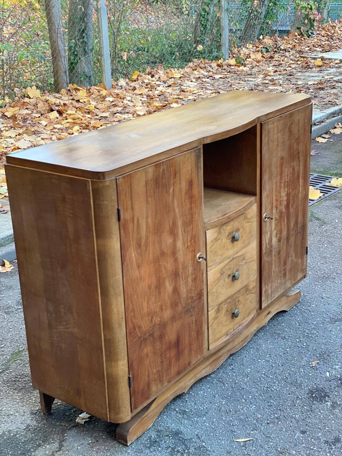 Louise Art Deco Buffet in Walnut Wood, 1950, 140cm